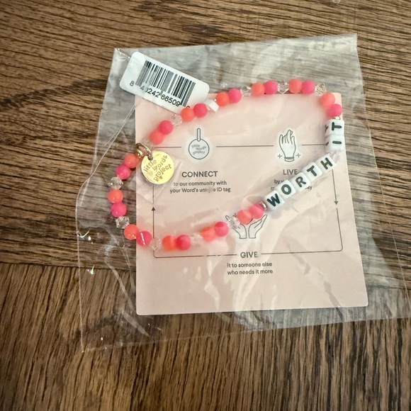 Worth It Pink and White Beaded Kids Bracelet - Picture 1 of 4